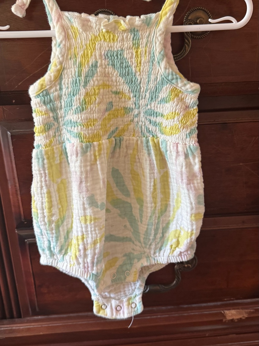 Baby Textured Floral Romper in Yellow & Aqua